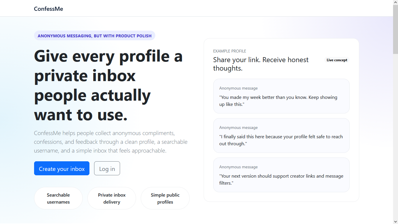 ConfessMe — Anonymous Messaging Platform