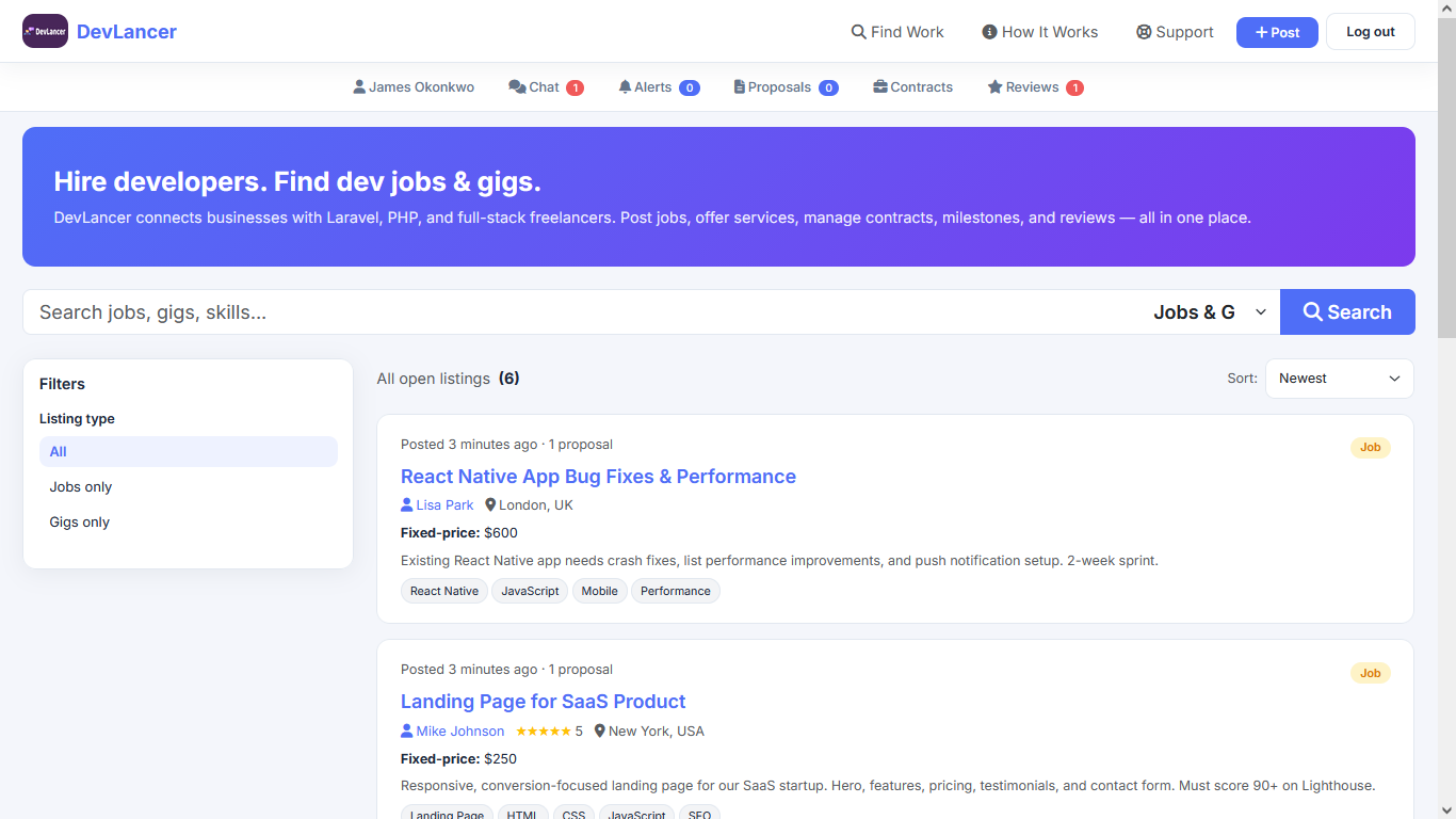 DevLancer — Developer Freelance Marketplace